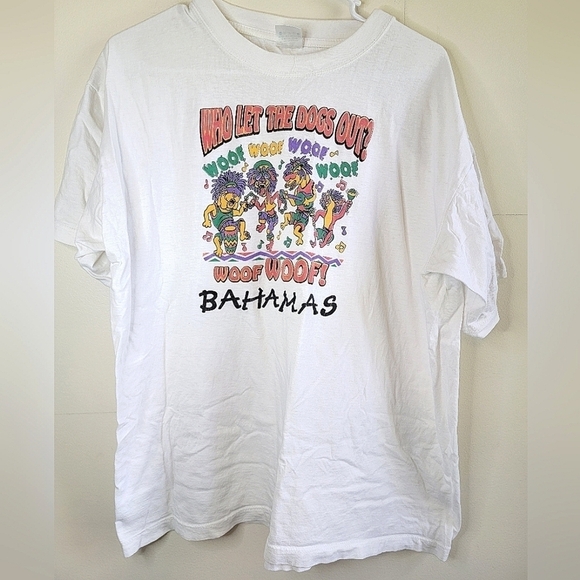 Vintage Bahamas 'Who Let The Dogs Out' Graphic T-shirt, XXL - Picture 1 of 4